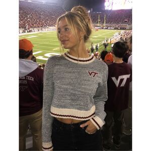 Renu by Bruzer Virginia Tech Hokies Cropped Sweater Women’s Medium Gray